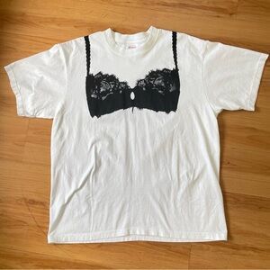 Lace Bra Printed T-Shirt : L